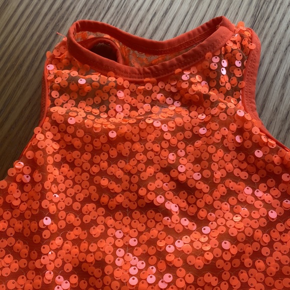 A Wish Come True Girl Black Orange Dance Costume Set Top And Leggings Size 6 SC - Picture 4 of 6